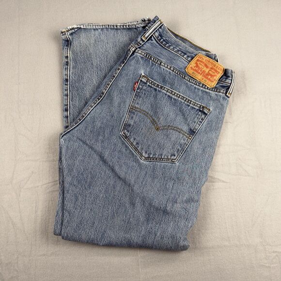 Levi's 501xx Jeans Mens 36x29 Straight Leg Button Fly Blue Denim Light Wash - Picture 1 of 16
